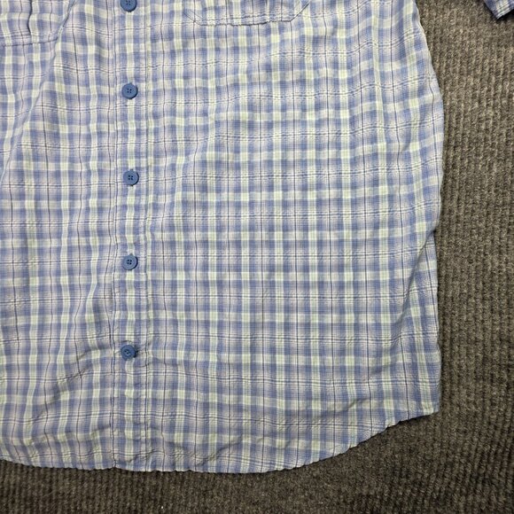 Duluth Trading Shirt Mens XL Tall Blue Plaid Button Up Vented Pocket Gorp Casual - Picture 4 of 12